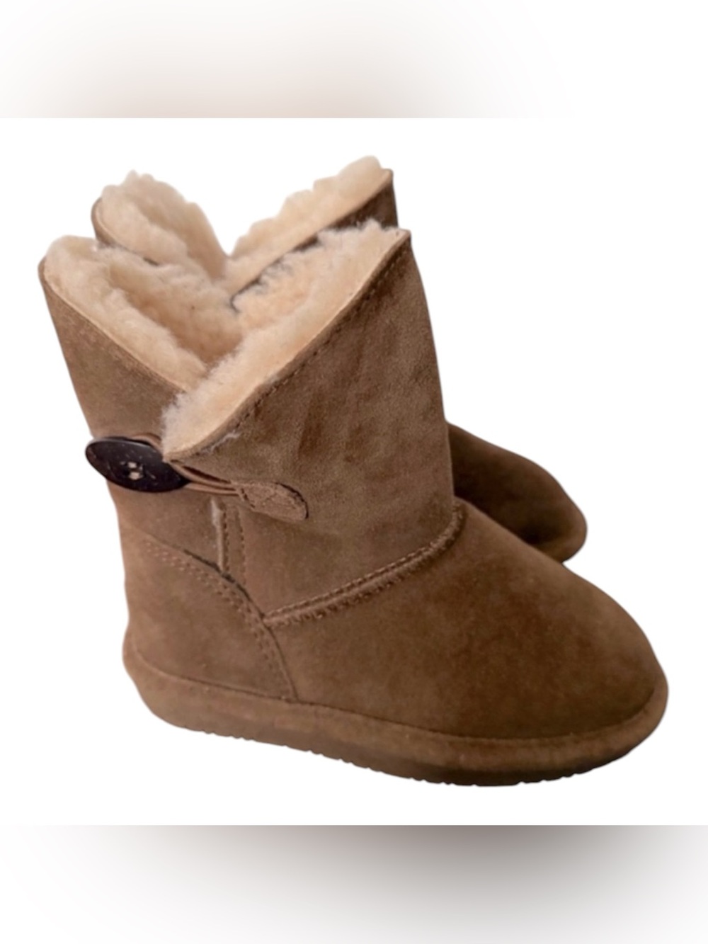 New BEARPAW Brown Suede Shearling-Lined Boots